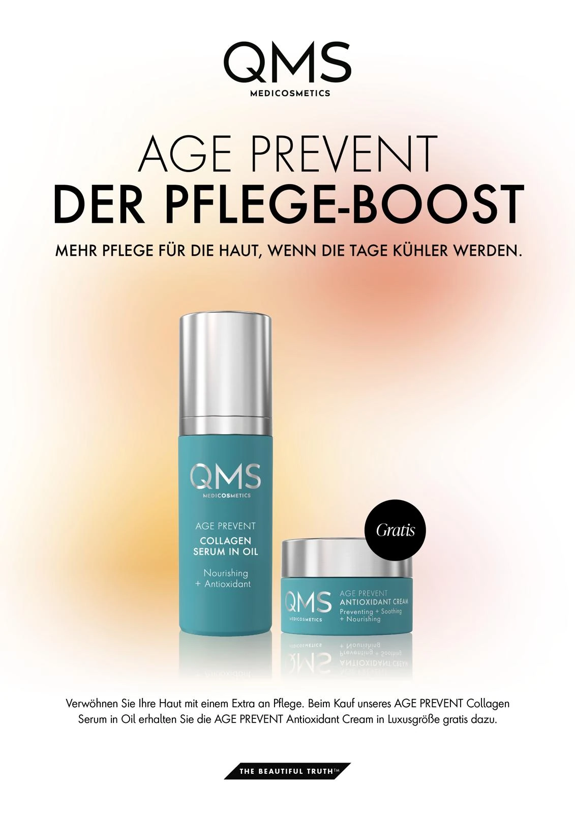 QMS AGE PREVENT Pflege-Boost: Collagen Serum in Oil mit Antioxidant Cream gratis in Luxusgröße